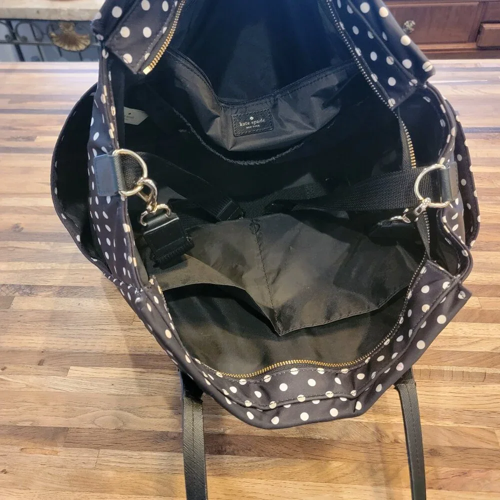 KATE SPADE Polka Dots Blue & White Nylon Adaira Baby Diaper Bag